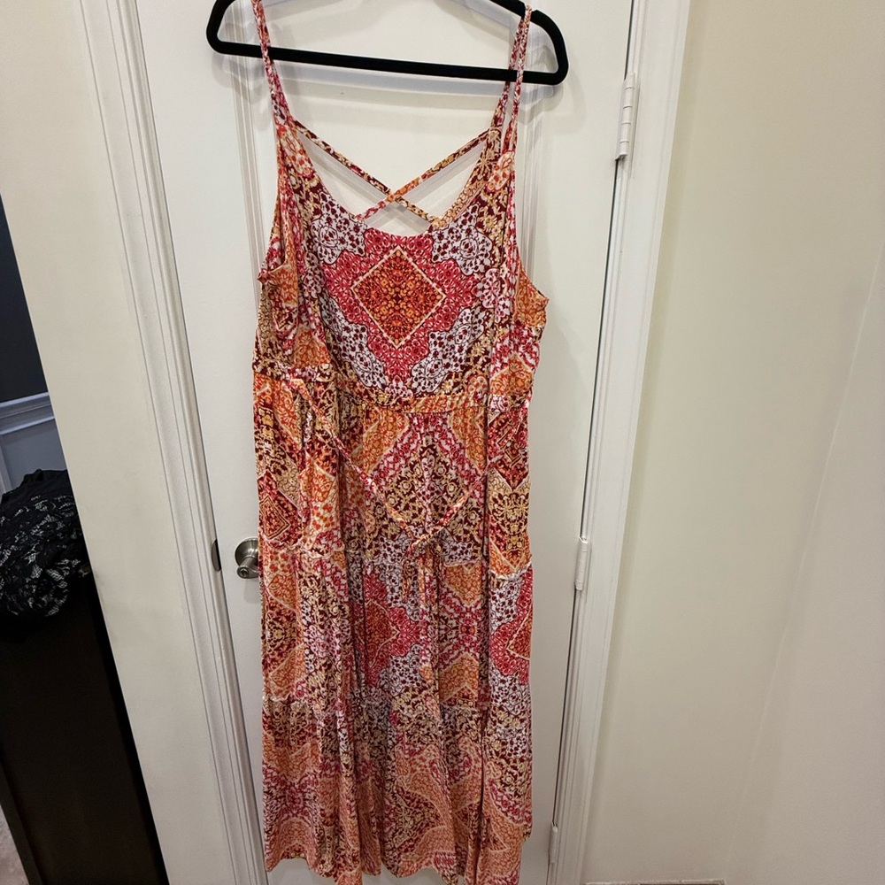 Bohemian Red and Orange Maxi Dress
